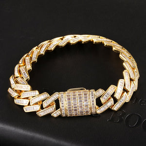 Hip Hop 15MM Baguette Bling Box Buckle Iced Out CZ Copper