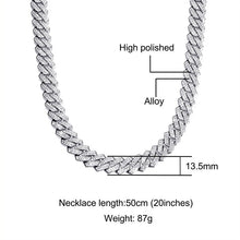 Load image into Gallery viewer, Hip Hop AAA Bling 13.5MM Prong Cuban Chain 2 Row Iced Out Men's