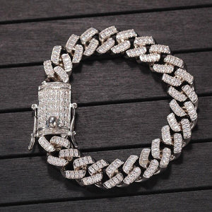 Hip Hop CZ Stone Paved Bling Iced Out 12mm Solid Square Cuban Link - Sophornlilly