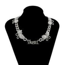 Load image into Gallery viewer, Hip Hop Iced Out paved Butterfly pendant Choker Necklace For Women - Sophornlilly