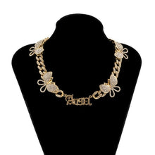Load image into Gallery viewer, Hip Hop Iced Out paved Butterfly pendant Choker Necklace For Women - Sophornlilly