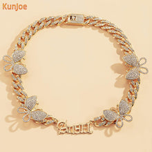 Load image into Gallery viewer, Hip Hop Iced Out paved Butterfly pendant Choker Necklace For Women - Sophornlilly