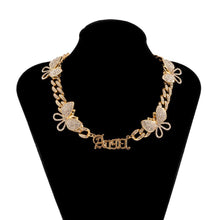 Load image into Gallery viewer, Hip Hop Iced Out paved Butterfly pendant Choker Necklace For Women - Sophornlilly