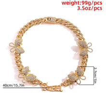 Load image into Gallery viewer, Hip Hop Iced Out paved Butterfly pendant Choker Necklace For Women - Sophornlilly