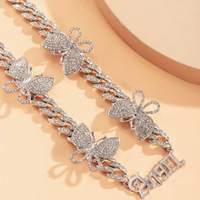 Load image into Gallery viewer, Hip Hop Iced Out paved Butterfly pendant Choker Necklace For Women - Sophornlilly