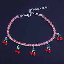 Load image into Gallery viewer, Hip Hop Rhinestones Foot Jewelry Barefoot Sandal Cherry Anklet