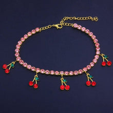 Load image into Gallery viewer, Hip Hop Rhinestones Foot Jewelry Barefoot Sandal Cherry Anklet
