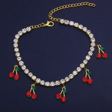 Load image into Gallery viewer, Hip Hop Rhinestones Foot Jewelry Barefoot Sandal Cherry Anklet