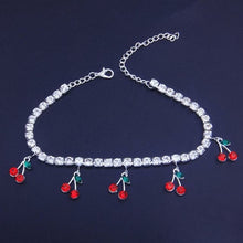 Load image into Gallery viewer, Hip Hop Rhinestones Foot Jewelry Barefoot Sandal Cherry Anklet