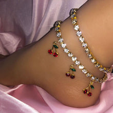 Load image into Gallery viewer, Hip Hop Rhinestones Foot Jewelry Barefoot Sandal Cherry Anklet