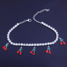 Load image into Gallery viewer, Hip Hop Rhinestones Foot Jewelry Barefoot Sandal Cherry Anklet