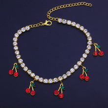 Load image into Gallery viewer, Hip Hop Rhinestones Foot Jewelry Barefoot Sandal Cherry Anklet