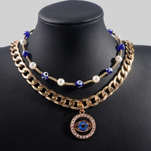 Turkish Evil Eyes Pendant Necklace Multi layer