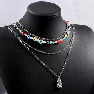 Turkish Evil Eyes Pendant Necklace Multi layer