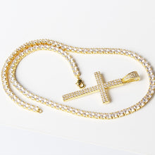 Load image into Gallery viewer, Hip hop micro pave zircon cross pendant zircon crystal custom size