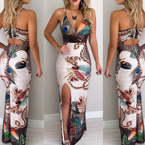 Boho Floral Women Dress Sexy Ladies Sleeveless Bodycon Prom