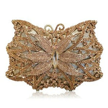 Load image into Gallery viewer, Hollow Out Butterfly Diamond Ladies Red Evening Clutch Bag Golden