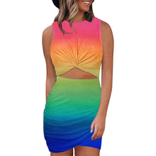 Load image into Gallery viewer, Hollow Out Dress Women Gradient Print Sleeveless Twist Bodycon Dress