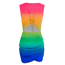 Load image into Gallery viewer, Hollow Out Dress Women Gradient Print Sleeveless Twist Bodycon Dress