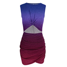 Load image into Gallery viewer, Hollow Out Dress Women Gradient Print Sleeveless Twist Bodycon Dress