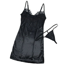 Load image into Gallery viewer, Home Clothes For Wwomen Sexy Lace Black Lingerie Thong Set Sleepwear