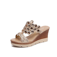 Load image into Gallery viewer, Hot fashion new rhinestone thick bottom wedge sandals