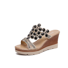 Load image into Gallery viewer, Hot fashion new rhinestone thick bottom wedge sandals