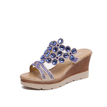 Load image into Gallery viewer, Hot fashion new rhinestone thick bottom wedge sandals