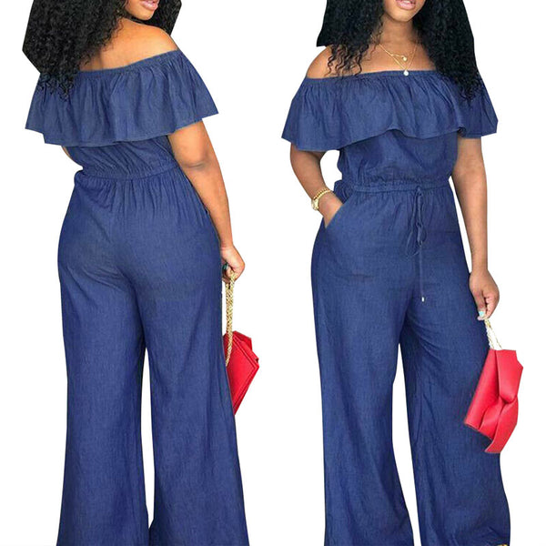 Jumpsuit Casual Solid Off Shoulder Long