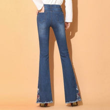Load image into Gallery viewer, Hot Apparel Denim Pants Vintage Side Slit Flare Pants Elastic