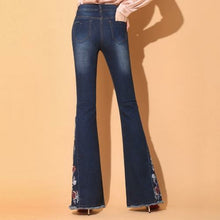 Load image into Gallery viewer, Hot Apparel Denim Pants Vintage Side Slit Flare Pants Elastic