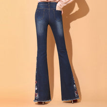 Load image into Gallery viewer, Hot Apparel Denim Pants Vintage Side Slit Flare Pants Elastic