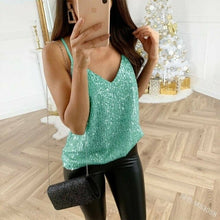 Load image into Gallery viewer, Hot Drilling V Neck Sling Sexy Tank Top Crop Sleeveless Summer Casual