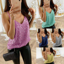 Load image into Gallery viewer, Hot Drilling V Neck Sling Sexy Tank Top Crop Sleeveless Summer Casual