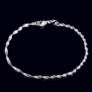 Fashion Twisted Chain Bracelets Sterling Silver Anklets