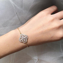 Load image into Gallery viewer, Hot Hollow Four Leaf Clover Charm Bracelt with AAA CZ Zircon Stone - Sophornlilly