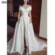 Load image into Gallery viewer, Hot Ivory Evening Dresses with Pants Jumpsuits Pockets Off the