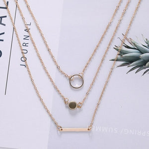 Hot Sale Fashion Statement Multilayer Necklace Multi element Metal Rod