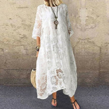 Load image into Gallery viewer, Summer Dress Round Neck Short Sleeve Lace Long