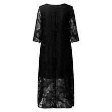 Load image into Gallery viewer, Summer Dress Round Neck Short Sleeve Lace Long