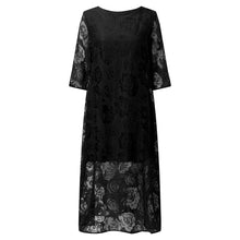 Load image into Gallery viewer, Summer Dress Round Neck Short Sleeve Lace Long
