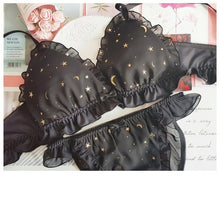 Load image into Gallery viewer, Hot Underwear Starry Women Bra Set Printing Full Lace Triangle Cup