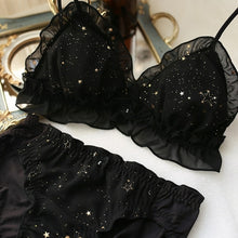 Load image into Gallery viewer, Hot Underwear Starry Women Bra Set Printing Full Lace Triangle Cup
