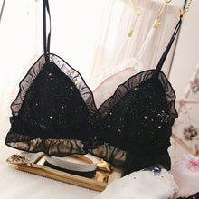 Load image into Gallery viewer, Hot Underwear Starry Women Bra Set Printing Full Lace Triangle Cup
