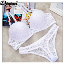 Load image into Gallery viewer, Lace Drill Bra Set Women Plus Size Push Up