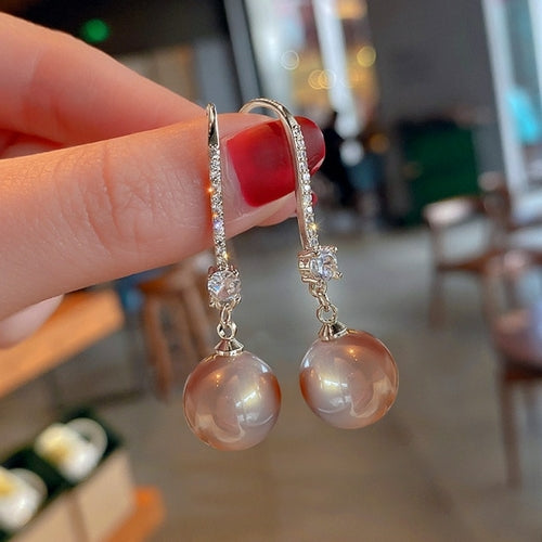 Fresh Style Pink Simulated Pearl Dangle Earrings