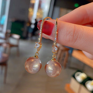 Fresh Style Pink Simulated Pearl Dangle Earrings