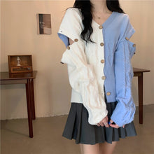 Load image into Gallery viewer, V Neck Solid Knitted Sweater Women Button Spliced Cardigan