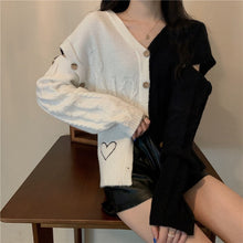 Load image into Gallery viewer, V Neck Solid Knitted Sweater Women Button Spliced Cardigan