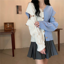Load image into Gallery viewer, V Neck Solid Knitted Sweater Women Button Spliced Cardigan